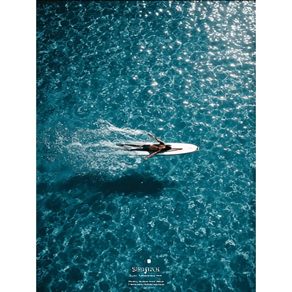 Qisvanset Surfing Man Ocean Waves Canvas Wall Art 15.75x11.81 INCHES