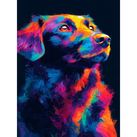 Qisvanset Vibrant Abstract Dog Portrait Canvas Wall Art 15.75x11.81 Inches