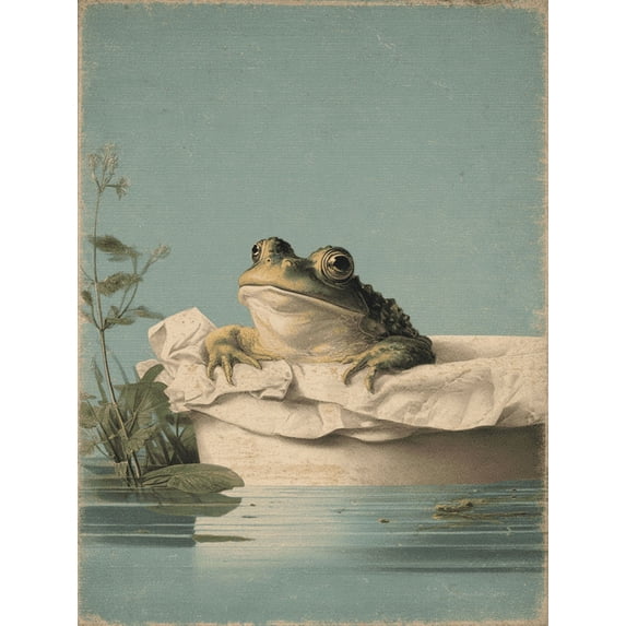 Qisvanset Vintage Frog Canvas Wall Art 15.75x11.81 INCHES