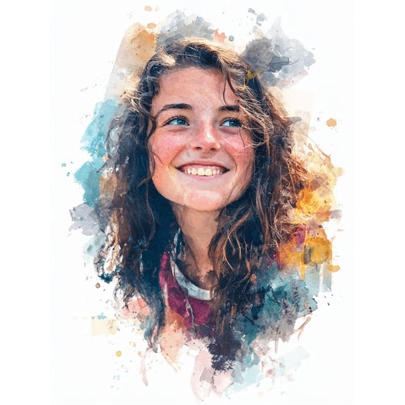 Qisvanset Watercolor Portrait Decor Canvas Wall Art 15.75x11.81 Inches