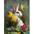 thumbnail image 1 of Qisvanset White Rabbit Daffodils Irises Canvas Print 15.75x11.81 Inches, 1 of 8