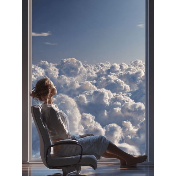 Qisvanset Woman Looking At Clouds Canvas Wall Art 15.75x11.81 Inches