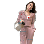 Qiu Rouyao Autumn Fashion Sweatshirt Suit For Women Loose Niche Design Casual Sports Two-Piece Set