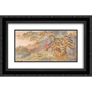 Qiu Ying 2x Matted 24x16 Black Ornate Framed Art Print Saying Farewell at Xunyang detail