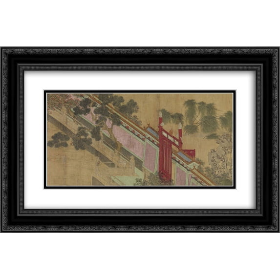 Qiu Ying 2x Matted 24x16 Black Ornate Framed Art Print 'Spring Morning in the Han Palace (View A)'