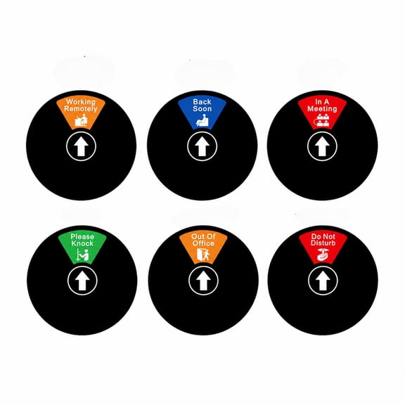 Qiucioku Office Door Sign, 6 inch, Black | Do Not Disturb/Come in Welcome/Out of Office/In a Meeting/Back Soon/Working Remotely, 6 Options, Privacy Door Sign