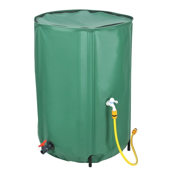 Qiuikloi 100 Gallon Collapsible Rain Barrel Water Collection System, Portable Water Storage Tank with Filter, Faucet, and Switch, Rainwater Collector for Outdoor