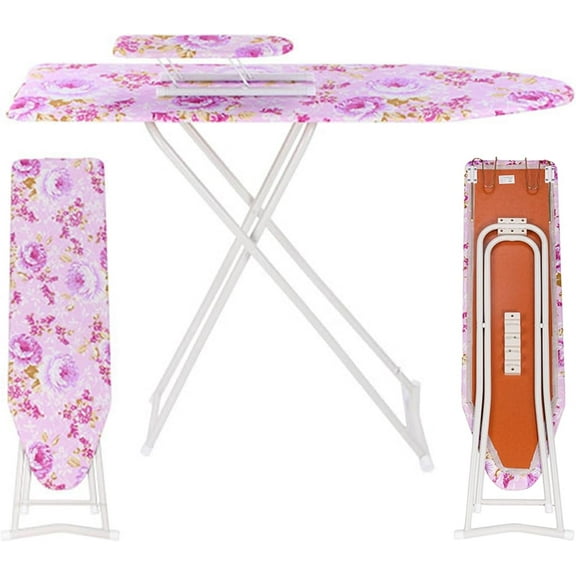 Qiuikloi 36inch Ironing Board Space Saver Small Ironing Board Adjustable Height 4-Leg Fold-Up Ironing Boards Full-Size Ironing Board for Home