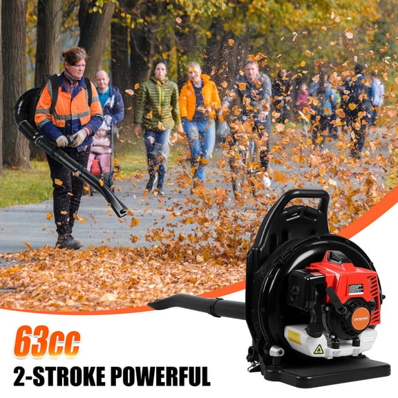 Qiuikloi 63cc Backpack Leaf Blower With 700 Cfm 200 Mph Airflow, 2-Stroke Gas Power For Seasonal Yard Cleanup & Snow Removal