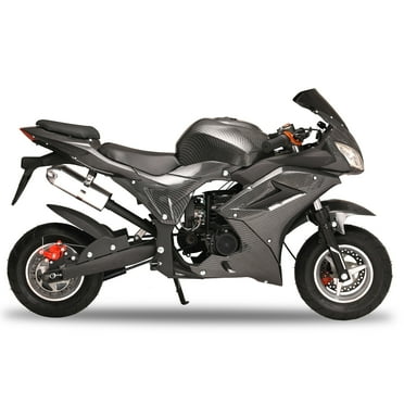 Qiuikloi Gas Pocket Bike Mini Rocket Motorcycle Ride-On 49CC 4-Stroke Engine Up to 25MPH Mini Dirt Bike with Dual Headlights & 1.8L Gas Tank