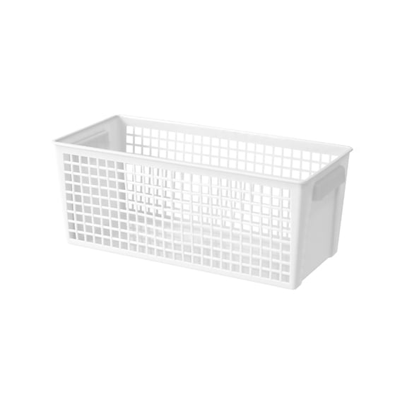 Qiulaii 11x5x5 Inch Small Hollow Rectangular Storage Basket with Plastic, Snack Organizer Box for Miscellaneous, White Green,White
