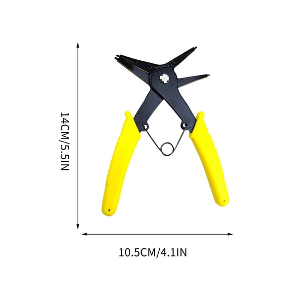 Qiulaii 2 in 1 Snap Ring Pliers with Straight Tips, High Carbon Steel Circlip Tool for Auto Bicycle Repair, Internal External Retaining Ring,Yellow