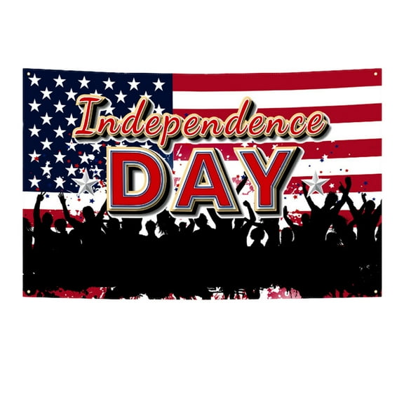 Qiulaii 35x59 Inch Independence Day Decorative Background Flag with Clear Pattern, Polyester Hanging Banner for Party Photo Backdrops,D
