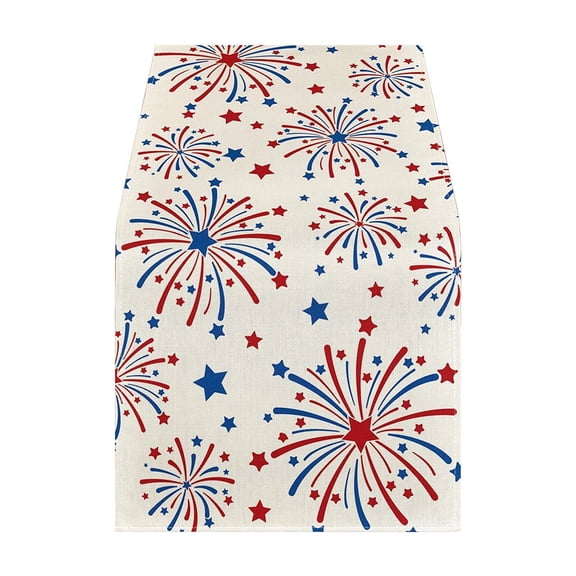 Qiulaii 4th of July Decorative Table Runner Independence Day Patriotic Table Linen for Dining Table Home Kitchen Party Decoration Red White Blue Stars 72x13in