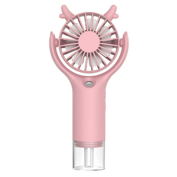 Qiulaii 6.5x3x2 Inch Handheld Misting Fan with Large Mist Volume, Mini Portable Desktop Mute Fan USB Rechargeable,Pink
