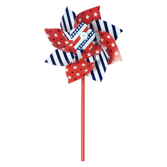 Qiulaii 6x14 Inch 4th of July Plastic Pinwheel with Star Stripe Design, Patriotic Windmill for Lawn Decoration, Handheld Toy for Children,C