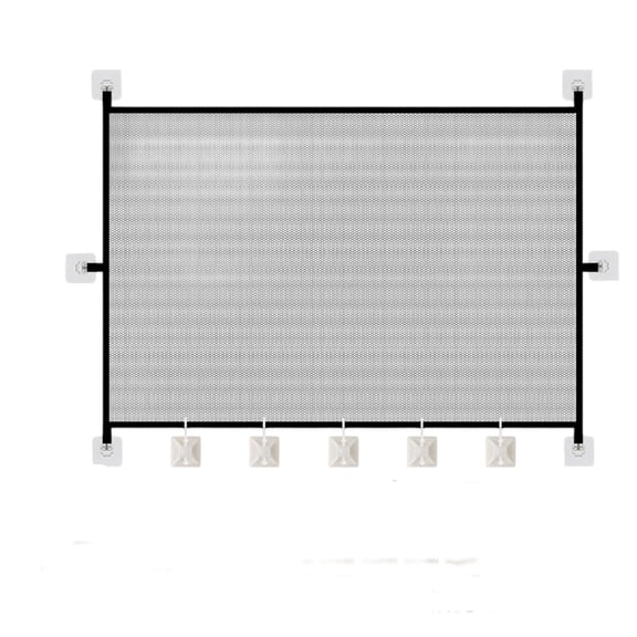 Qiulaii No Drilling Pet Door Fence, Anti-Cat Escape Isolation Net for Staircase Entrance, PVC Safety Barrier for Dogs Cats, Adjustable Width 43-71 Inch