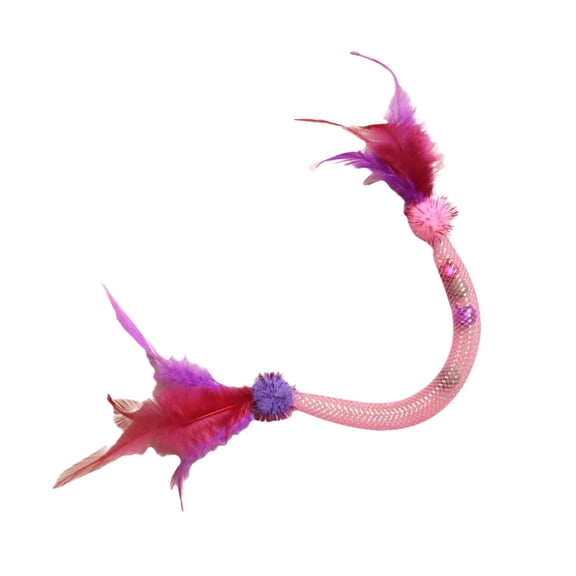 Qiulaii Elastic Mesh Self-Stimulating Cat Toy with Premium Catnip and Colorful Feathers, Stretchy Rope for Chewing and Hunting Play, Interactive Indoor Pet Entertainment,Purple