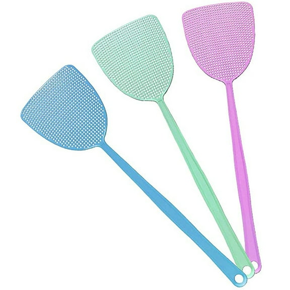 Qiulaii Fly Swatter 3Pcs Manual Plastic, Long Handle Bug Swatter for Home Kitchen, Flexible Durable Pest Control Tool 15in with Large Mesh(A+B+C)
