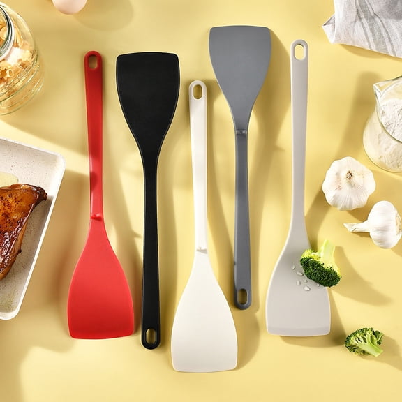 Qiulaii Heat-Resistant Silicone Spatula Turner for Non-Stick Cookware, Flexible Scratch-Free Flipper with Hanging Loop, Dishwasher Safe,Red