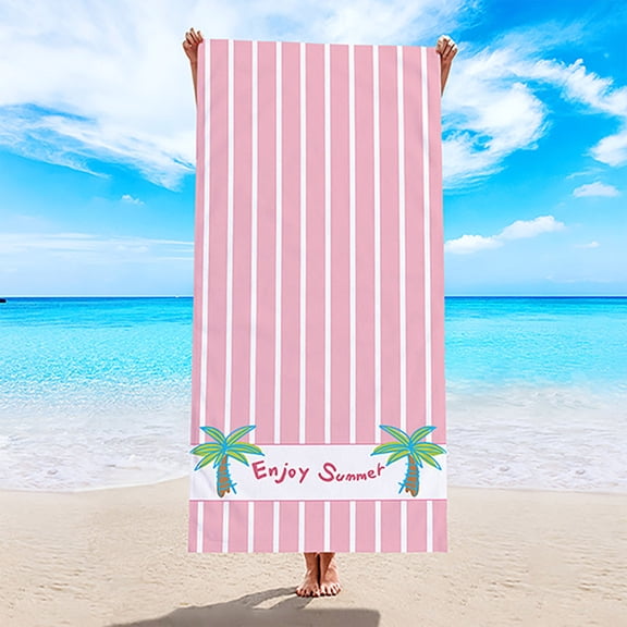 Qiulaii Microfiber Beach Towel 59x28in, Sandproof Quick Dry Travel Towel for Adults Women Men, Lightweight Pool Bath Sheet for Camping Yoga Surf(Pink)