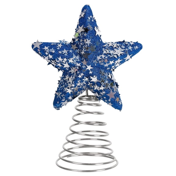 Qiulaii Sparkling Glitter Patriotic Star Tree Topper, Durable Ornament for Christmas Tree, Independence Day, 4th of July Home Party Decoration (Fits Trees Up To 6ft),B