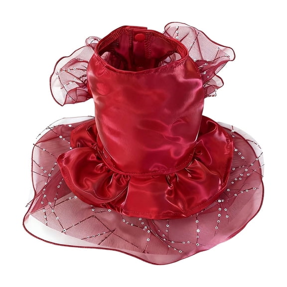 Qiulaii Spring Summer Pet Wedding Dress, Chiffon Party Outfit for Small Medium Dogs, Breathable Princess Skirt with Adjustable Chest Clasp, Formal Attire (M)