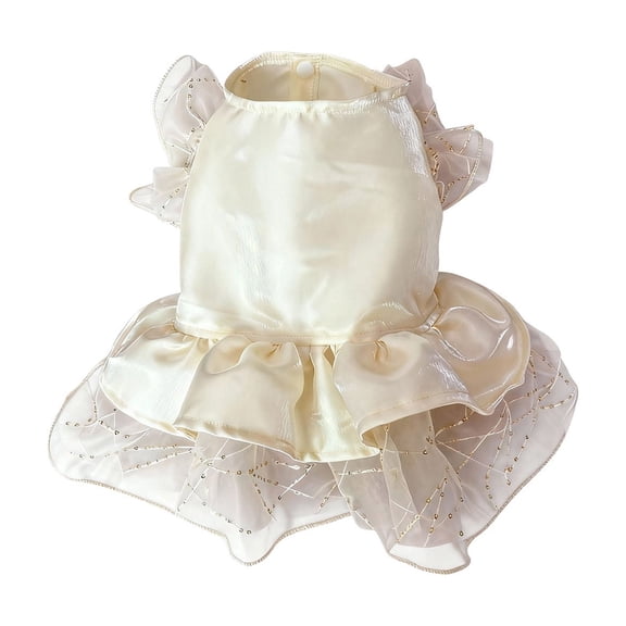 Qiulaii Spring Summer Pet Wedding Dress, Chiffon Party Outfit for Small Medium Dogs, Breathable Princess Skirt with Adjustable Chest Clasp, Formal Attire (XL)