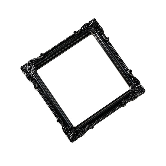 Qiulaii Vintage Baroque Black Resin Photo Frame Hollow Display Frame Halloween Photoshoot Prop Tabletop Mantel Fall Spooky Home Decor Ornament, (D)