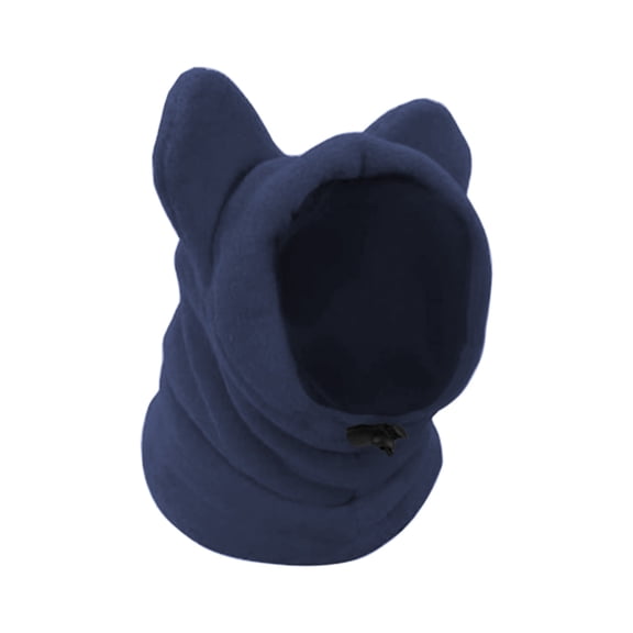Qiulaii Winter Fleece Pullover Dog Hat, Warm Stretchy Hood Cap for Small Medium Pets, Solid Color Cute Headwear with Ear Holes, Cold Weather Outdoor Accessory