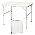 thumbnail image 1 of Qiushi 3ft Portable Folding Camping Table, Lightweight Aluminum Picnic Table with Adjustable Height (16" & 28") – Waterproof Outdoor Table for BBQ, Beach, Dining, RV, Tailgating, Indoor Use, White, 1 of 15