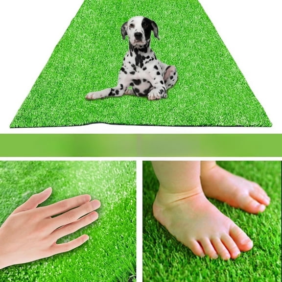 Qiushi 3ft x 16ft Artificial Turf Mat - Premium Fake Grass with Drainage Holes, Thick Pet-Friendly Lawn Rug with Rubber Backing for Indoor/Outdoor, Garden, Patio, Balcony, and Landscape Decor