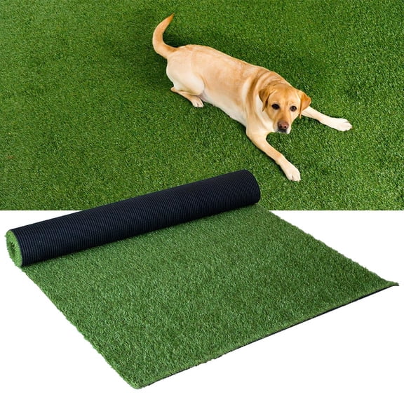 Qiushi 6ft x 10ft Artificial Grass Rug with Drainage Holes - 0.6" Thick Fake Grass Mat, Pet-Friendly Indoor/Outdoor Turf with Rubber Backing for Lawn, Patio, Balcony & Garden Landscaping