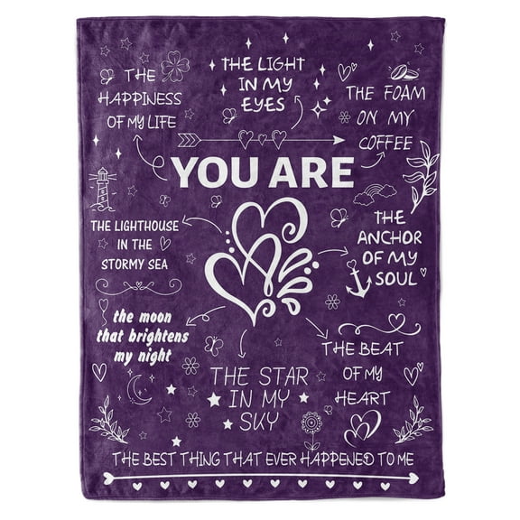 Qiushi Compassion Blanket Encouragement Gifts for Women,Big Warm Hugs, Get Well Soon Gift Throw Blanket 50x60" Purple