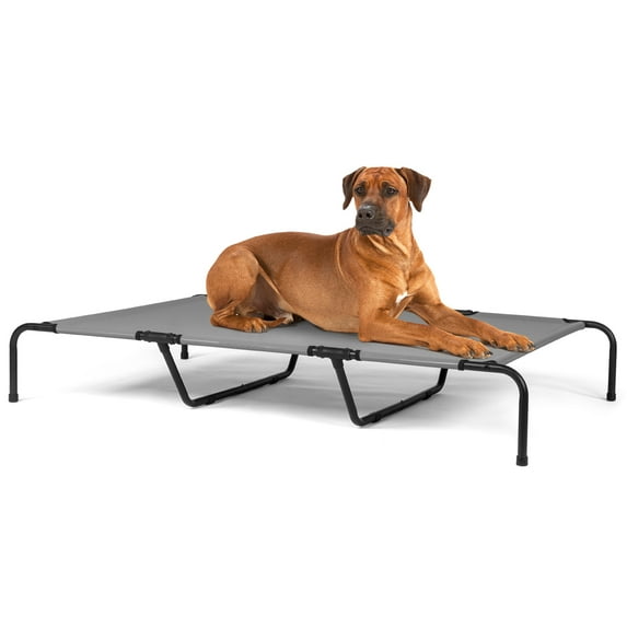 Qiushi Elevated Dog Bed Portable Pet Bed with Non-slip Feet Cat Puppy Cot,60"Dx37"Wx9"H Gray