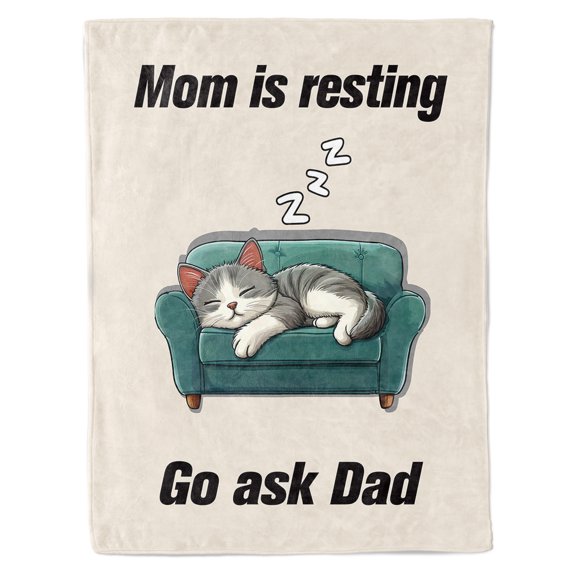 Qiushi Mom is Resting Go Ask Dad Throws Blanket, 60in x 50in