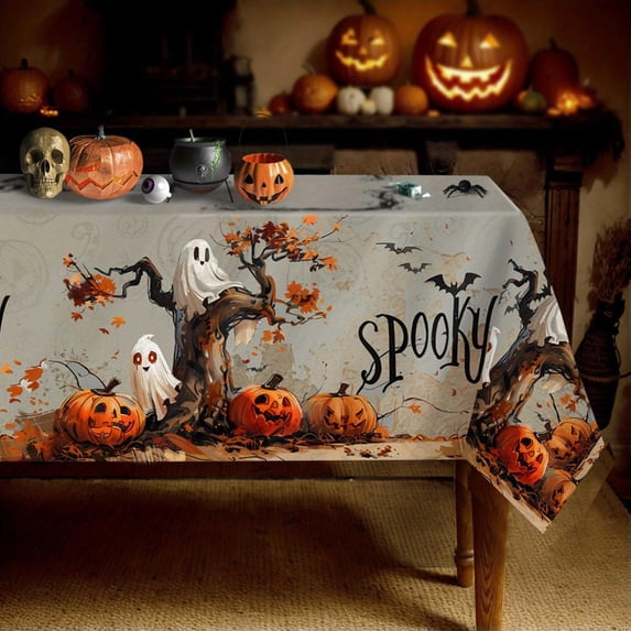 Qiux Home Improvement, Halloween Tablecloth 90x90cm Rectangular Pumpkin Washable Tablecloth Suitable For Party Picnic Dinner, Table Cloth