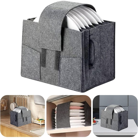 Qivine Caravan Plate Holder, Motorhome Kitchen Cupboard Storage for 8 Plates Camping Dinnerware Solutions for Campervan Boat Cupboard (Gray)