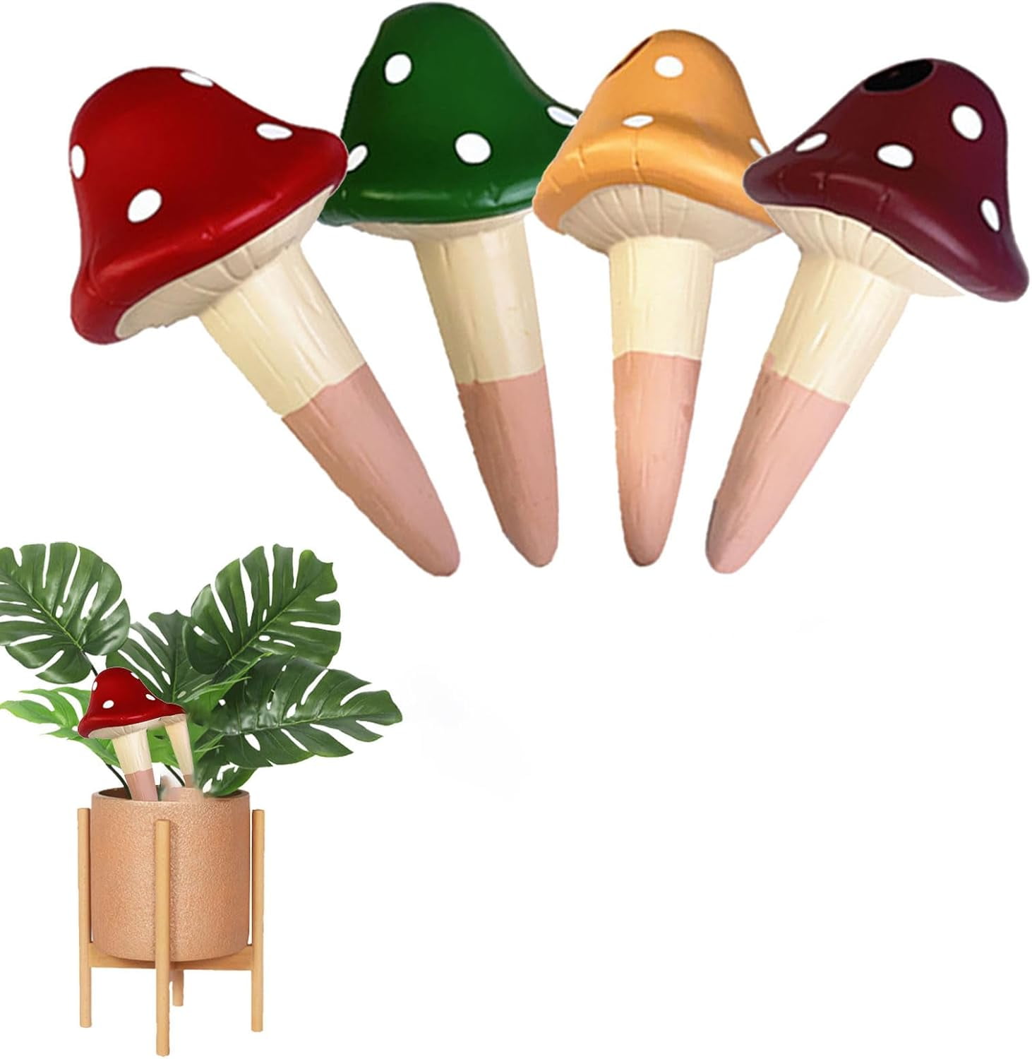 Qivine Terracotta Watering Spikes, Self-Watering Terra Cotta Watering ...