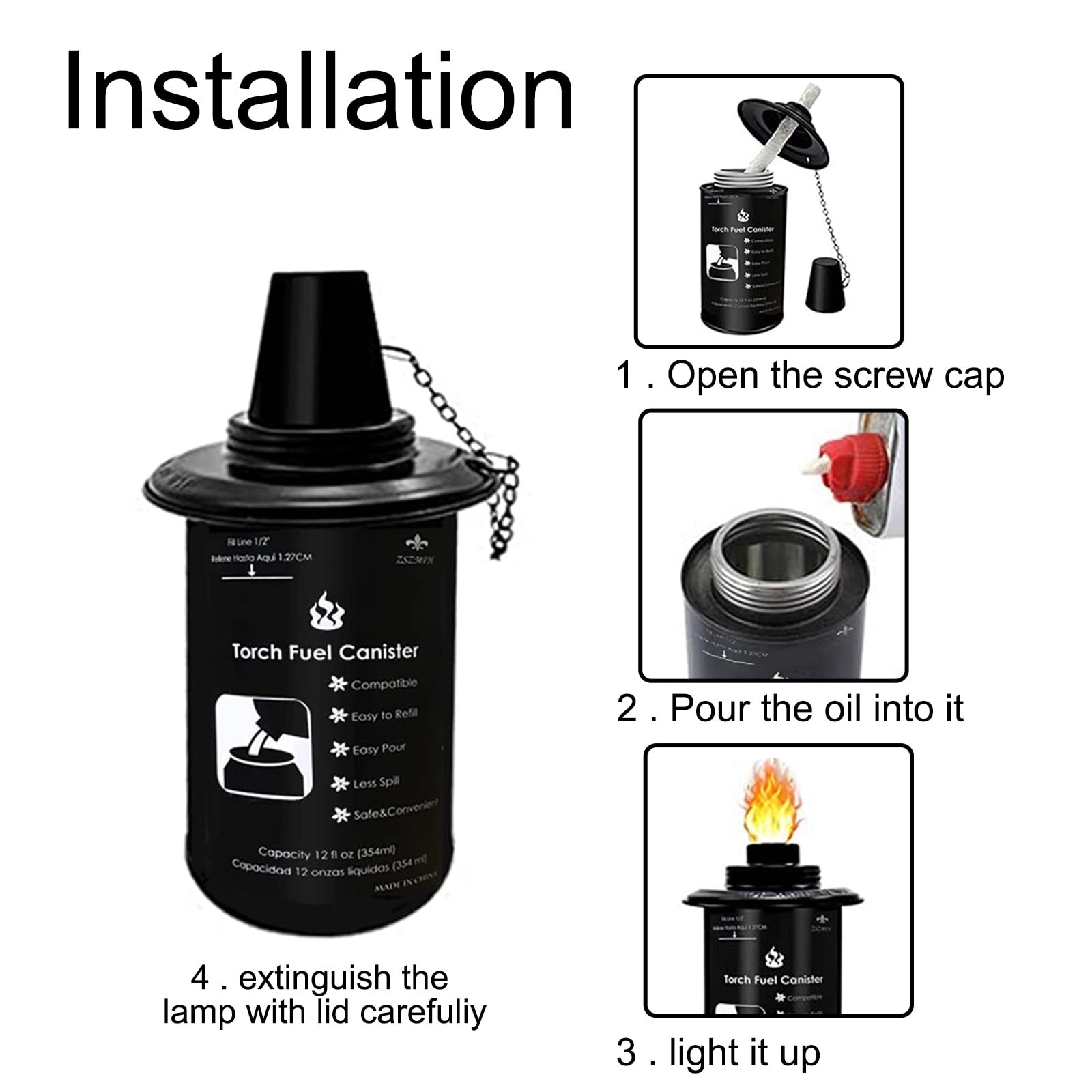 QiwagFerng Mosquito Torches Outdoor Tiki Torches Canister With Wicks