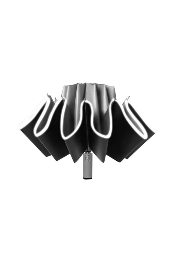 10 Bone Automatic Reverse Umbrella with Reflective Stripe Windproof for Rain and Shine