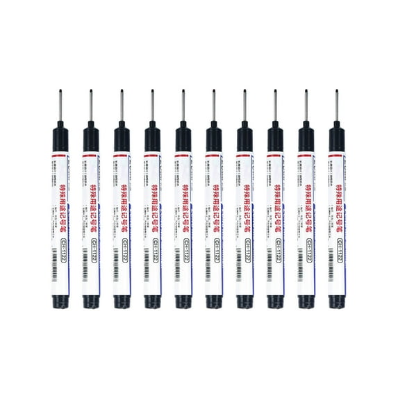 Qiweii 10-Piece 2026 Long Nib Permanent Markers, 10ml Fast-Dry Waterproof Carpenter Ink Pens, Colorful Marking Tools