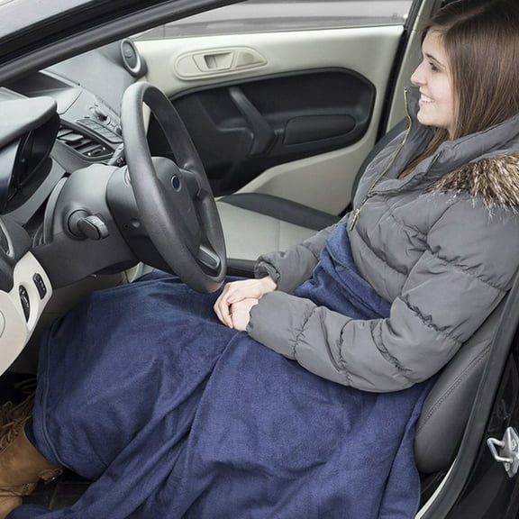 Qiweii 12V Car Electric Heating Blanket - Universal Constant Temperature Warming Throw for Passenger and Driver, Auto Ignition Plug-in Heated Blanket for Travel, Camping, and Winter Commute
