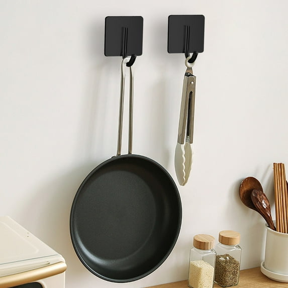 Qiweii 2 Pack Stainless Steel Heavy Duty Adhesive Hook with 3M Tape,No Drill Hanger for Kitchen Bathroom Towel and Robe Storage