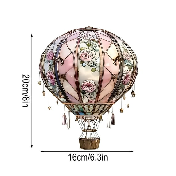 Qiweii 2 Piece Heart Shaped Hot Air Balloon Acrylic Ornament,Cute Hanging Decor,Home Party Holiday Decorative Pendant
