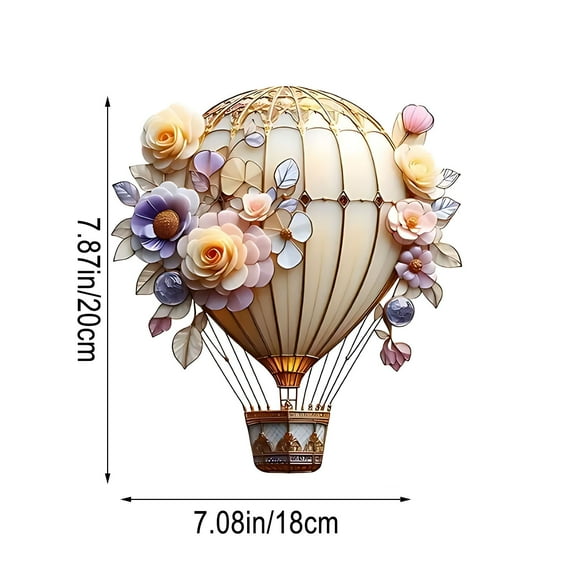 Qiweii 2 Piece Heart Shaped Hot Air Balloon Acrylic Ornament,Cute Hanging Decor,Home Party Holiday Decorative Pendant