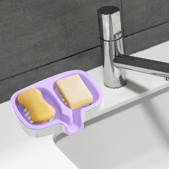 Qiweii 2-Tier Drainable Soap Box, Stackable Soap Dish Holder with Drain Holes for Bathroom, Kitchen Sink, Shower, Fast Drying Organizer for Bar Soap, Sponge, Loofah