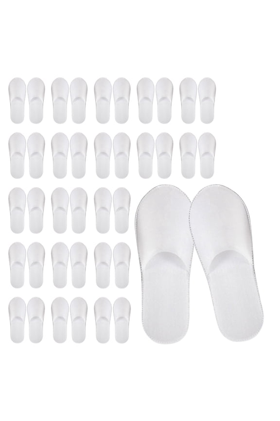 20 Pairs Bulk Disposable Hotel Slippers, White Spa Slippers for Guests, 5mm Thick Non-Slip Sole, One-Size Fits Most Men & Women, for Home, Salon, Gym