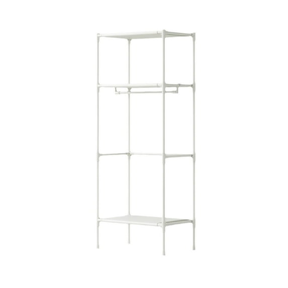 Qiweii 2025 New Coat Rack Freestanding Closet Organizer,Simple Hall Tree with 2 Storage Shelves, Corner Storage Organizer, for Entryway, Bedroom, Easy to Install