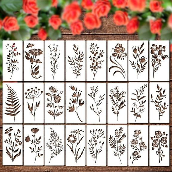 Qiweii 2025 Reusable Large Garden Fence Flower Stencils DIY Floral Patterns for Wooden Wall Hedge Painting